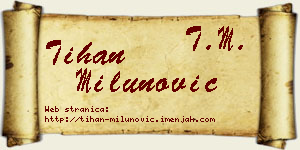 Tihan Milunović vizit kartica